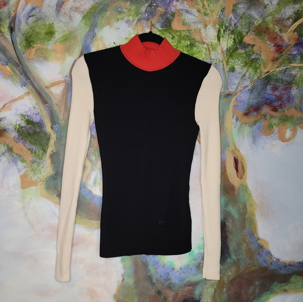Tory Burch XXS Colorblocked Elegant Mockneck Sweater Excellent Condition